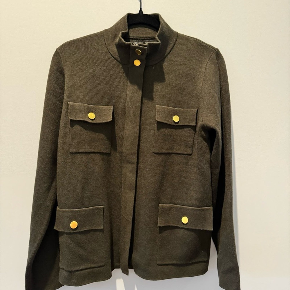 Rachel Zoe Utility Jacket | Olive Green | Size L - Picture 6 of 9